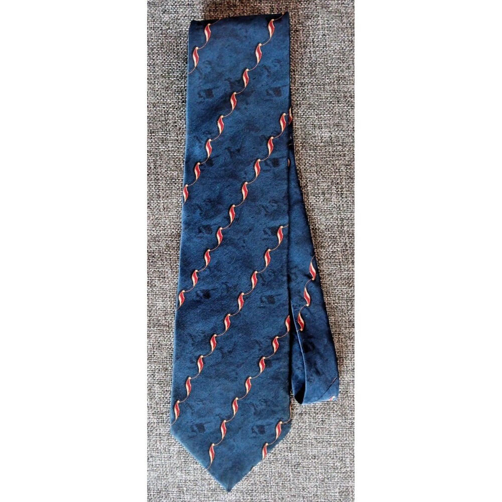 Tie 70s 80s 90s Y2K Mens Bill Blass Silk Blue Red Beige 4 Wide 57 Long